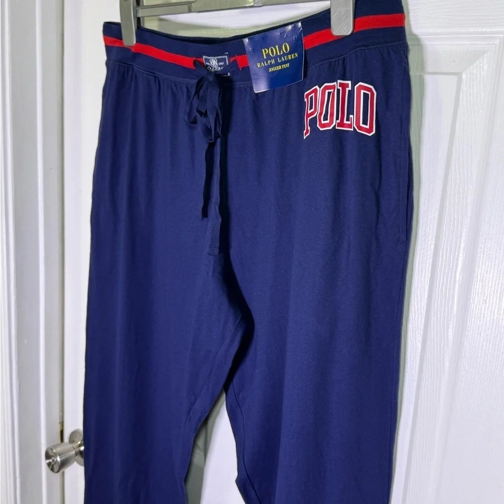 Polo Ralph Lauren Blue pajama Joggers with Red Logo